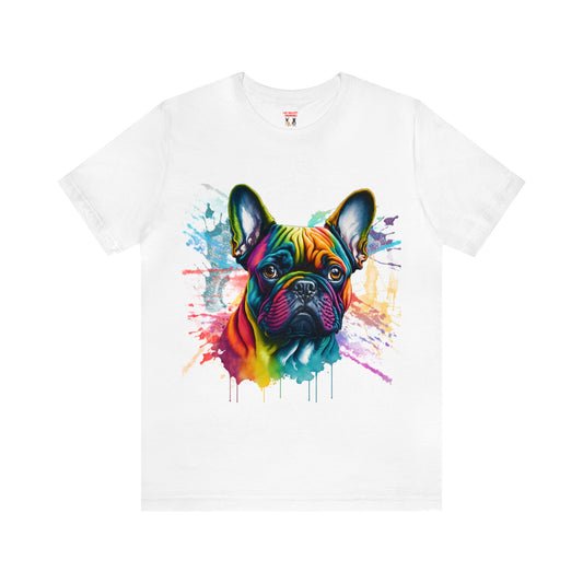 French Bulldog Watercolor Art Unisex Jersey Tee - Vibrant Short Sleeve Frenchie Lover T-Shirt