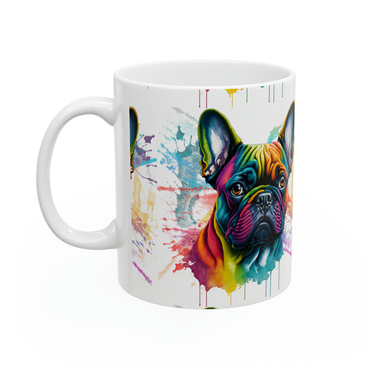 French Bulldog Lover's Ceramic Mug 11oz - Unique Frenchie Design Coffee Cup for Dog Enthusiasts